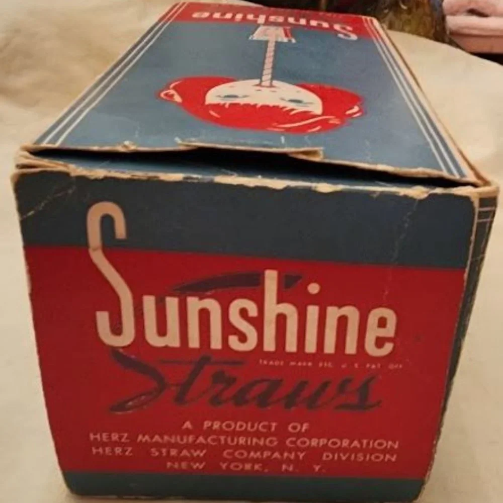 Vintage SUNSHINE STRAWS Paper Straws SODA FOUNTAIN Ad Retro MCM 1947